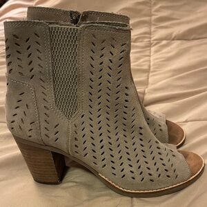 Toms Gray Perforated Heeled Boots